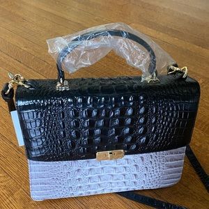 Brahmin Simone Satchel in Onyx Brera Leather NWT